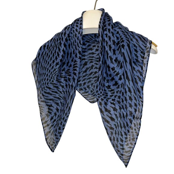 Thierry Mugler parfum blue black abstract stars print handkerchief scarf - Picture 3 of 4